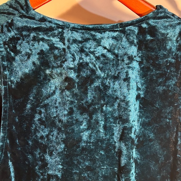 NWOT Eva Franco Blue Velvet Sleeveless Draped Neck Blouse Size 6 - Picture 5 of 13